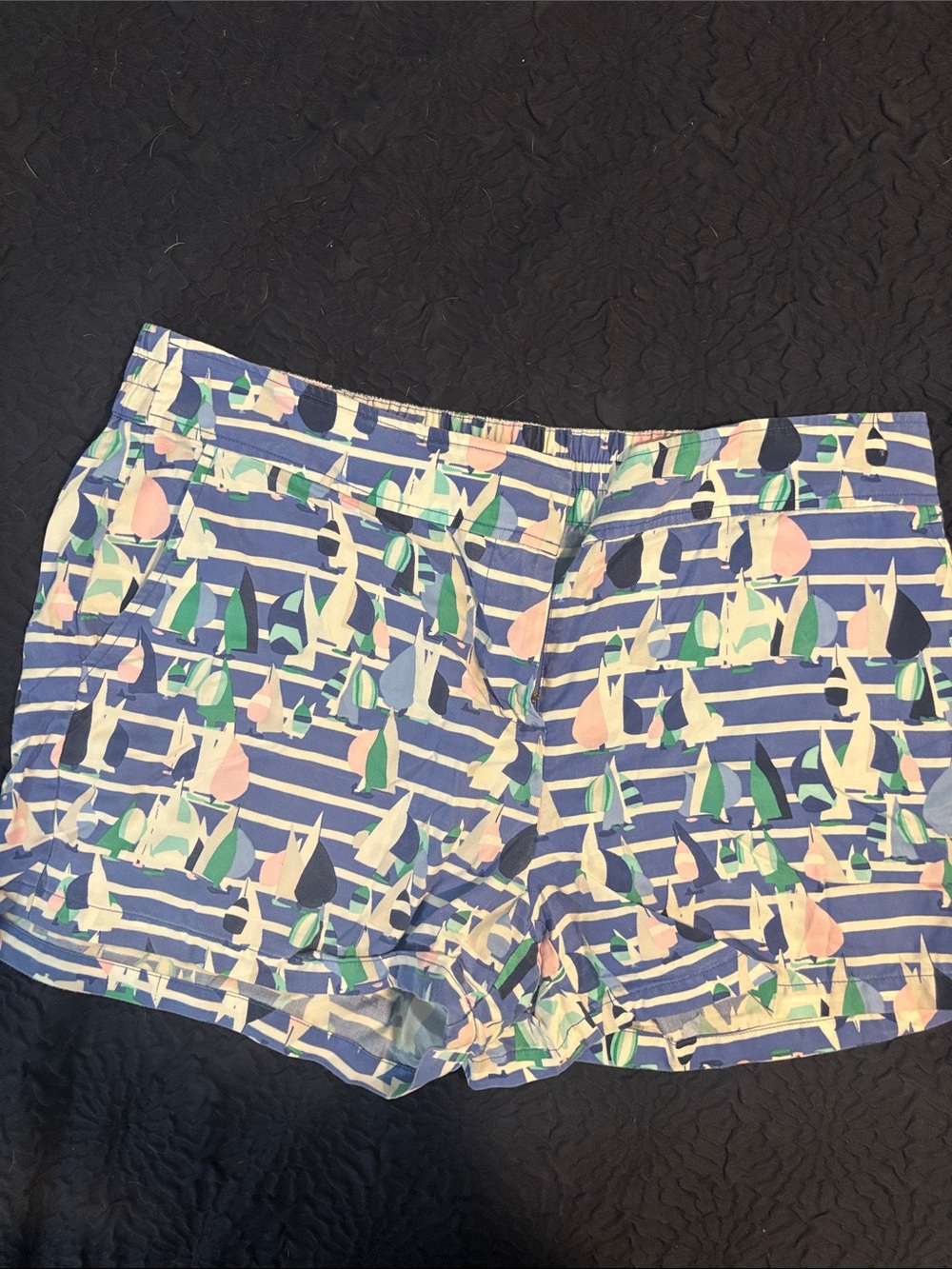 Vineyard Vines Striped Sailboat Print Shorts in Blue, Pink, Green